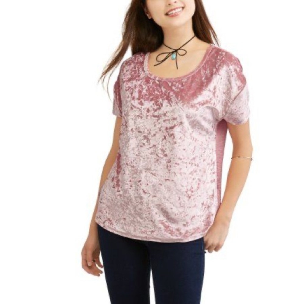 NWT Blush Velvet Short Sleeve Top